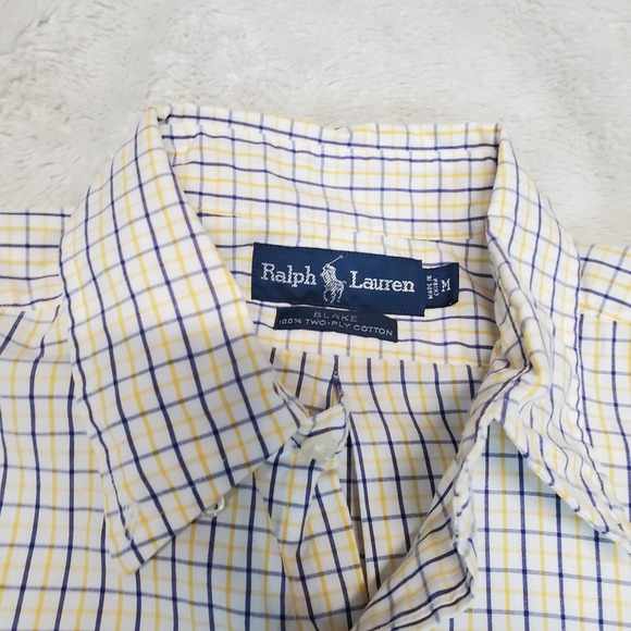 Ralph Lauren Blue Label Blake‎ White Yellow Blue Plaid Button Dress Shirt Medium - Picture 5 of 10